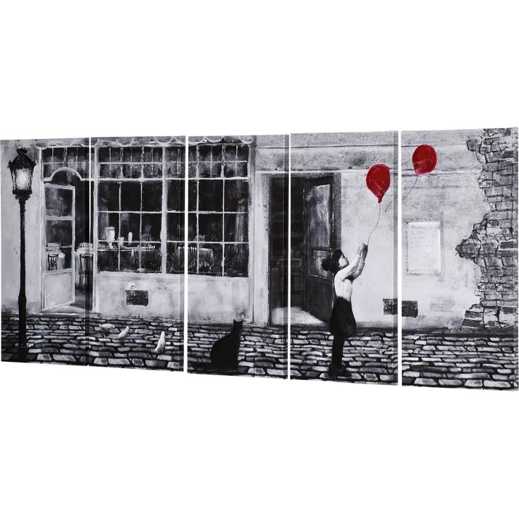 Leinwanddruck mit kleinem Mädchen, 200.0×80.0×2.8cm, Schwarz weiß rot, MELAYR – Bild 2