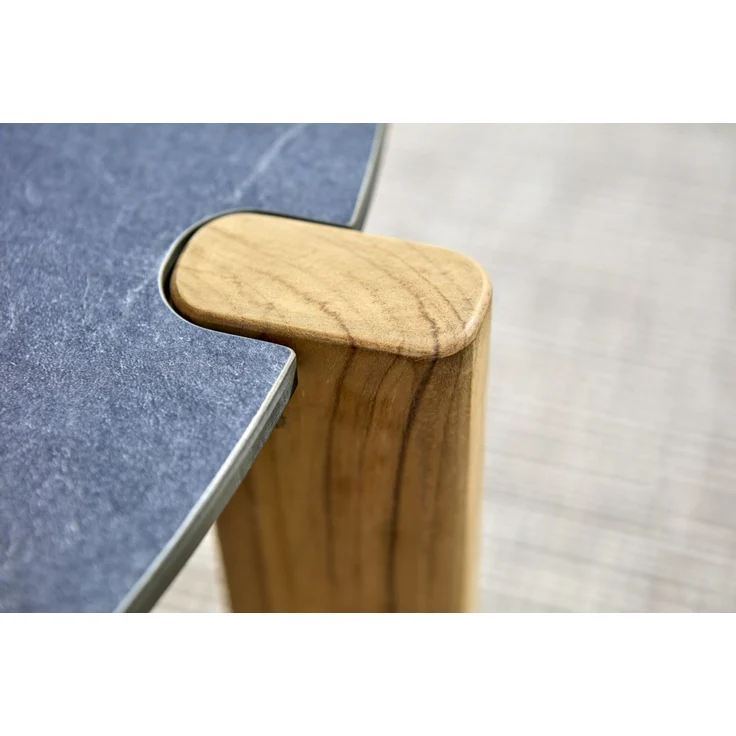 Gartencouchtisch Domino aus Teakholz, modern rund, anthrazit und natur, Ø 90 cm – Bild 4