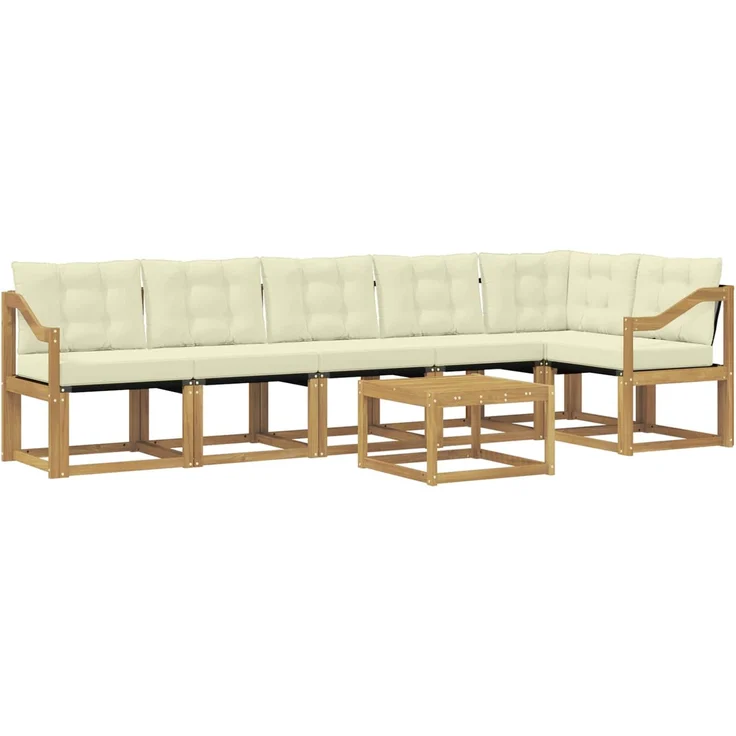 vidaXL Outdoor-Sofagarnitur 7 stk. 6-Sitzer Weiß und Creme 3389556 – Bild 2