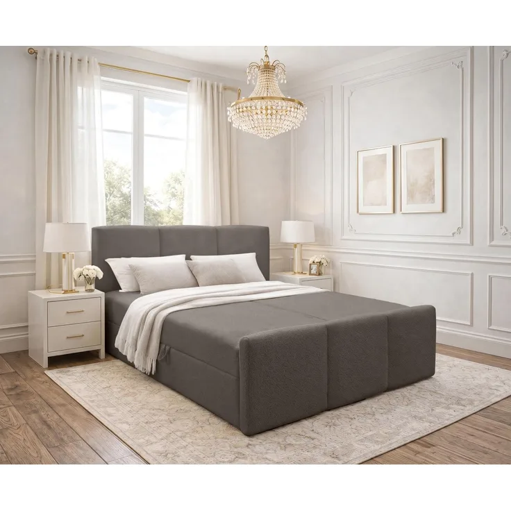 AX LIVING Boxspringbett 160x200 Braun Ankarra Bett mit Stauraum