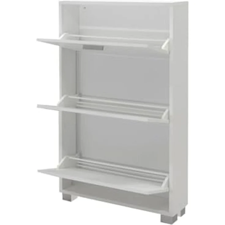 Dmora Schuhschrank mit DREI Türen aus weißem Holz, 70 x 18 x 118 cm – Bild 4