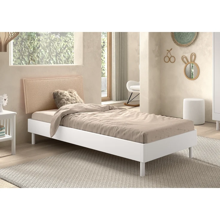 Einzelbett >Buche Massiv< in Buche massiv weiß lackiert - 100x85,5x211,5 (BxHxT) – Bild 2
