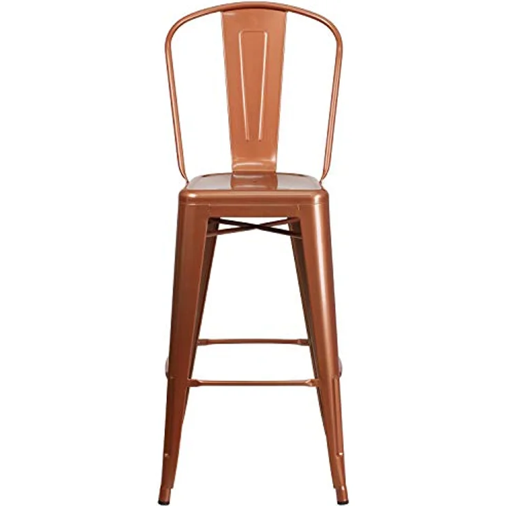 Flash Furniture Commercial Grade 4 Pack 76,2 cm High Metall Indoor Outdoor Barhocker mit Rückseite, Kupfer, 4 Stück – Bild 8