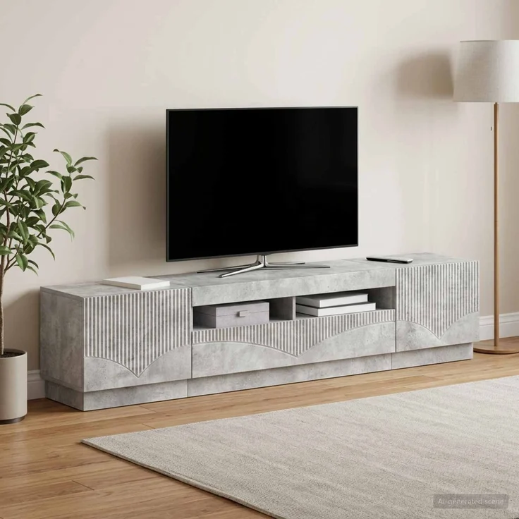 vidaXL LED-TV-Schrank HOORN 3 stk. Betongrau Holzwerkstoff 3416841 – Bild 3