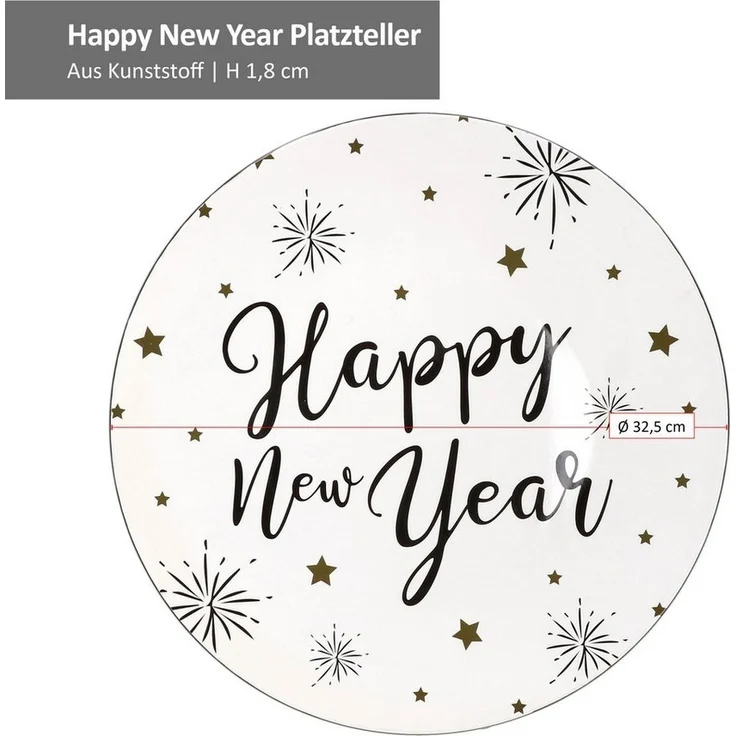 MamboCat Servierplatte 6er Set Platzteller Happy New Year 33cm weiß - 2005642 – Bild 3