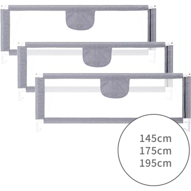 HUOLE höhenverstellbares Bettgitter -Kleinkind Bettschutzgitter Bettgitter Kinderbettgitter Babybettgitter Gitter Kinderbett Babybett Rausfallschutz-1,8 m – grau – Bild 6
