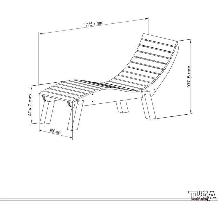 Gartenliege Relaxliege "Liege-Franzi" (Fichte) Breite 70cm Einstiegshöhe 50cm mit Füßen – Bild 7