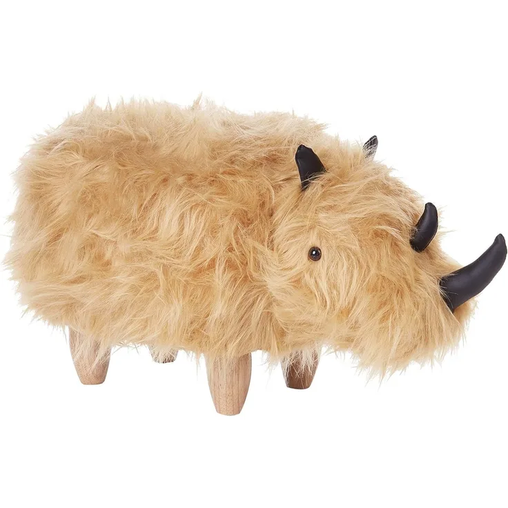 Beliani Pouffe pet fur beige WOOLLY