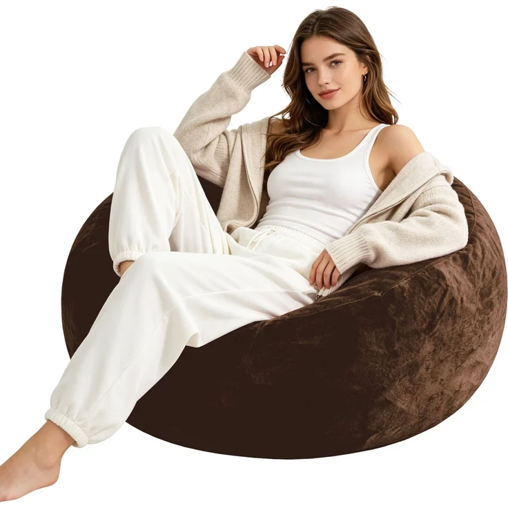 4FT Sitzsack,Sitzsackstuhl, Sofa für Erwachsene,weicher und bequemer Lesestuhl,geeignet für Schlafzimmer, Balkone und andere Orte--Kaffee--100x100x50cm--YOUDENOVA – Bild 1