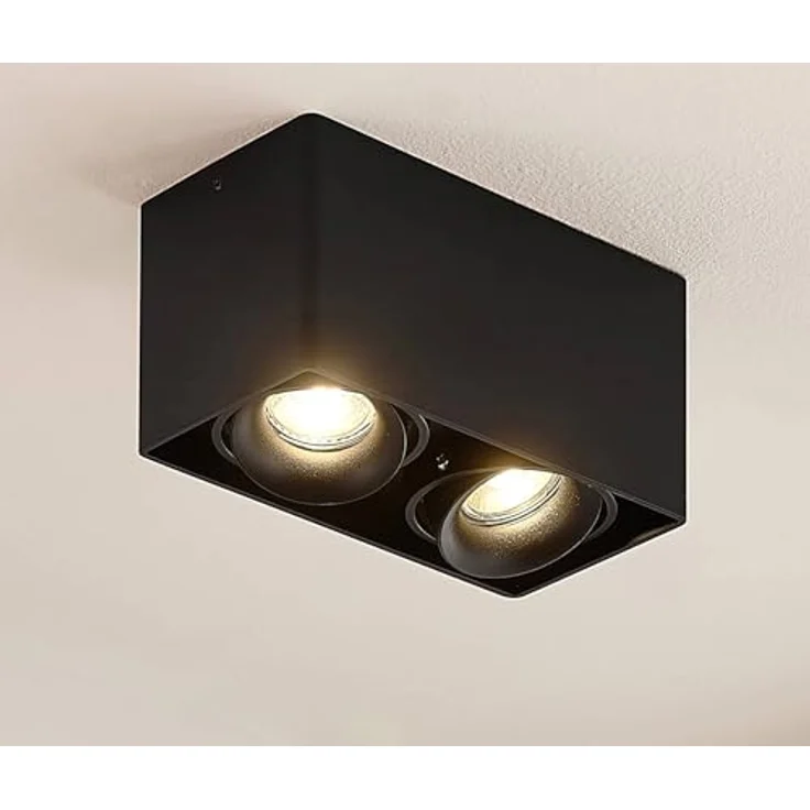 Arcchio Deckenlampe Kubika, moderne 2-flammige Deckenleuchte in Schwarz aus Aluminium (GU10) für Flur und Wohnräume – Bild 2