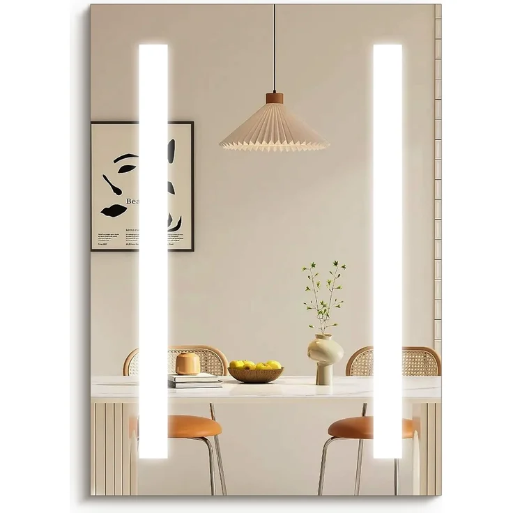 EMKE Badspiegel mit LED Beleuchtung 80x60cm Kaltweißes Licht Wandschalter Badezimmerspiegel – Bild 1