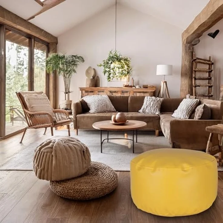 ARANAZ S.L. Griffe aus Holz, oval, Ø 40 x 26 cm, Gelb, gepolsterter und bequemer Sitz – Bild 3