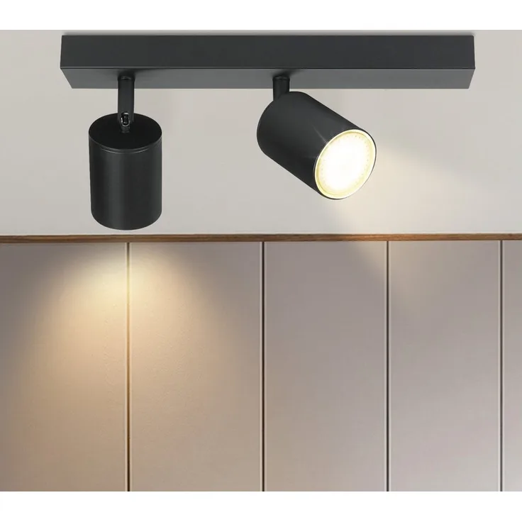 Nettlife Deckenstrahler Deckenstrahler GU10 Rechteckig 4flammig Schwarz, Schwenkbar 350°, LED wechselbar, Schlafzimmer Küche Flur