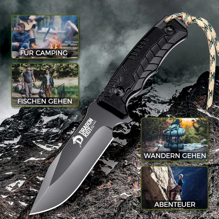 Outdoor Survival Bushcraft Messer Full Tang D2 Klinge G10 Griff Scheide 12cm – Bild 5