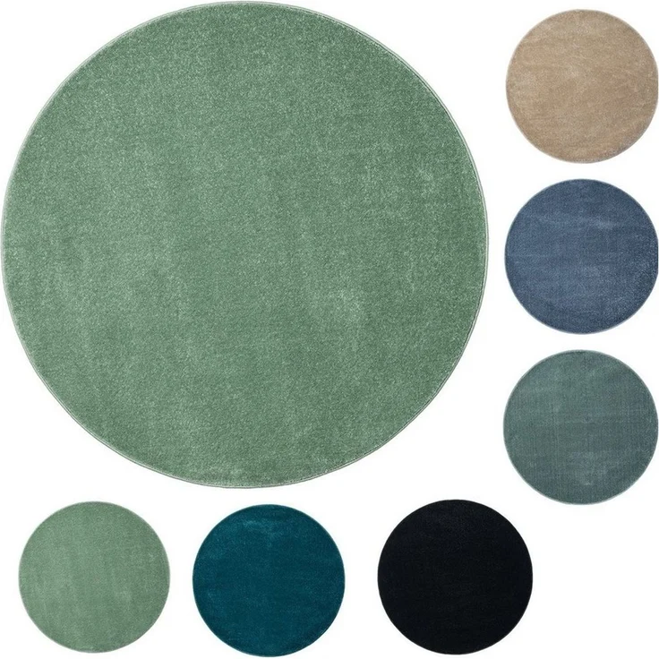Vimoda Teppich Teppich Rund Wohnzimmer Kurzflor, Rund, Höhe: 8 mm, Teppich Rund Einfarbig – Bild 2