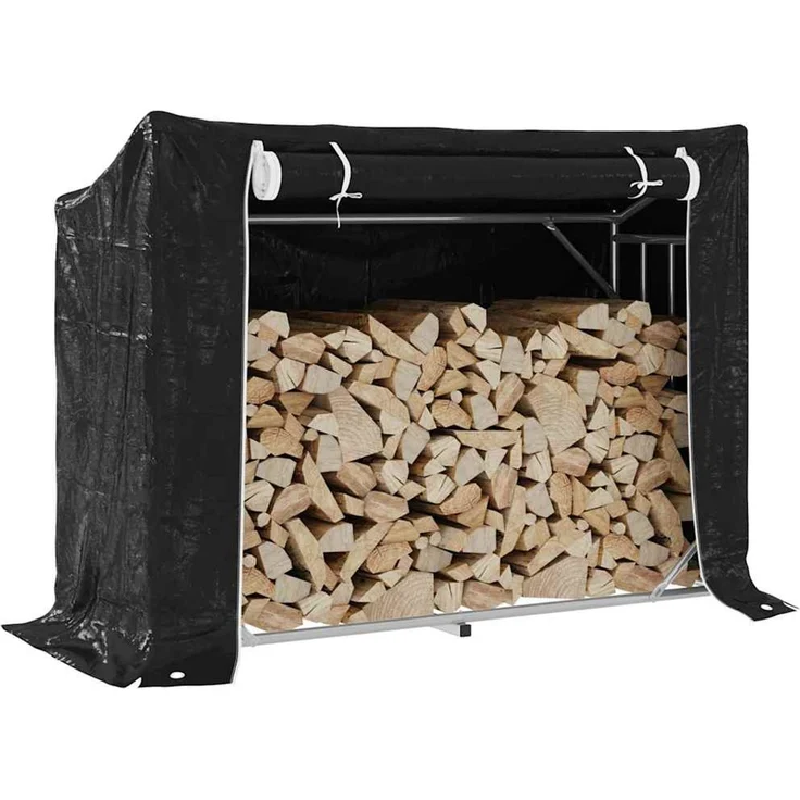 vidaXL Brennholzregal mit Regenschutz 151x60,5x110,5 cm Stahl Verzinkt 4104941 – Bild 1