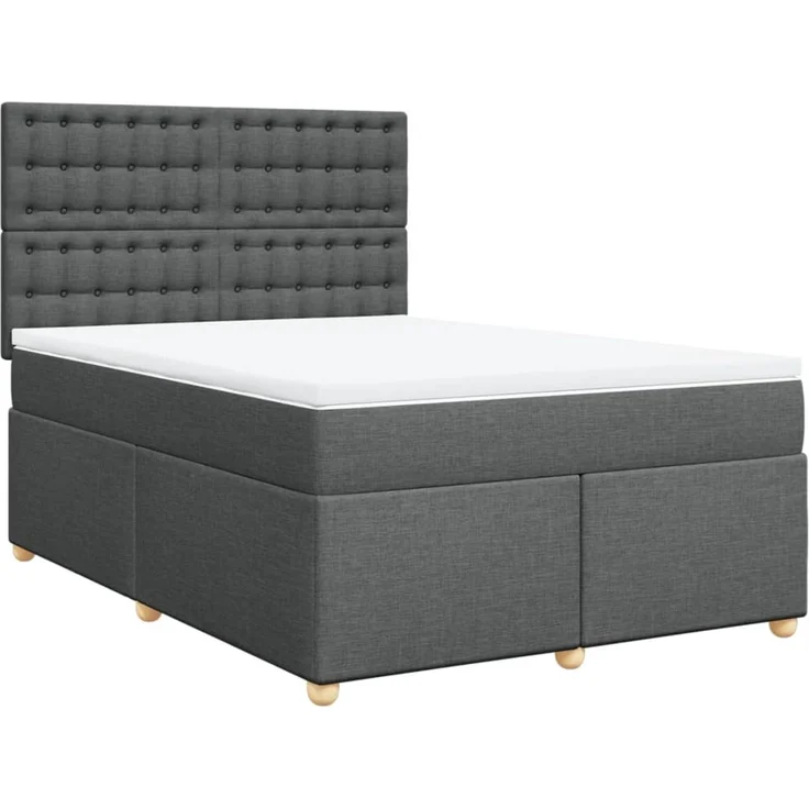 vidaXL Boxspringbett mit Matratze Dunkelgrau 140x200 cm Stoff 3293618 – Bild 3