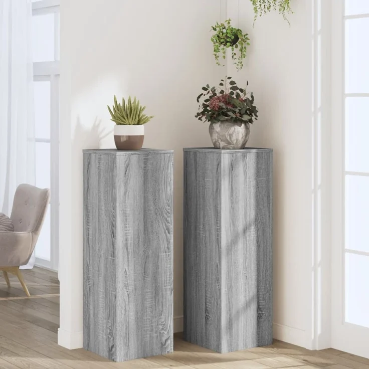 vidaXL Pflanzenständer 2 Stk. Grau Sonoma 33x33x100 cm Holzwerkstoff 3307887 – Bild 3