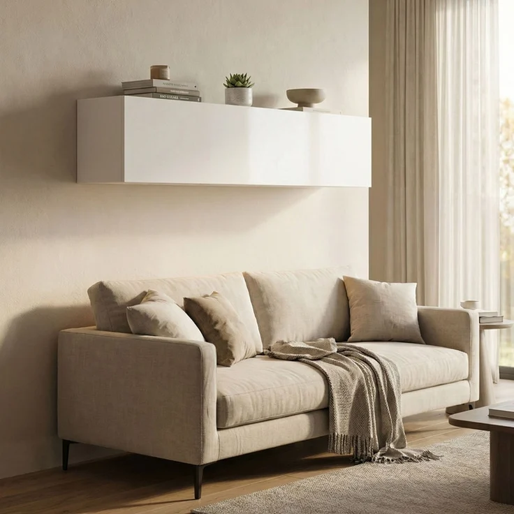 Home Nature Wohnkonzept Hängeschrank für Küche, Bad und Schlafzimmer aus Spanplatte, 30 x 25 x 120 cm, Weiß – Bild 5