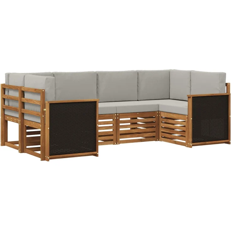 vidaXL Outdoor-Sofagarnitur 6 stk. 6-Sitzer Natur und Hellgrau 3384762 – Bild 2
