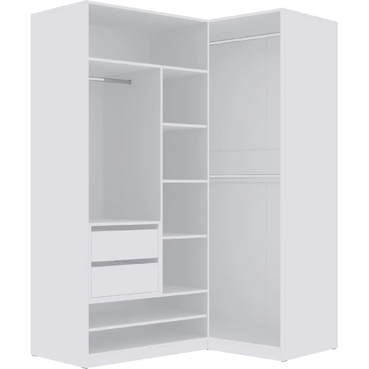 Marmex Möbel TRES SET C(B) offener Mehrzweckschrank-Set für Schlafzimmer, Ankleidezimmer, modularer Kleiderschrank mit Einlegeböden und Kleiderstangen, laminierte Spanplatte, weiß, 190x206x51 cm – Bild 5
