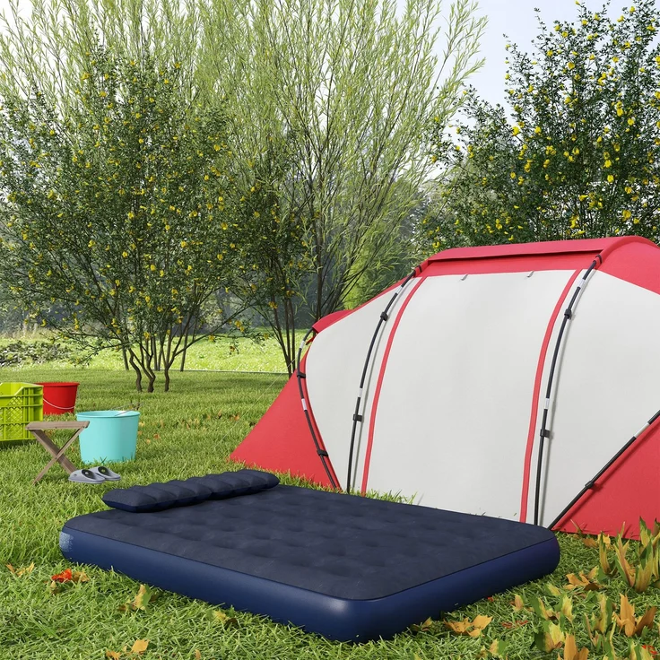 Luftmatratze für 2 Personen, mit Handpumpe, weich & robust, 203x152x22cm, Blau--Blau--22x152x203cm--YOUDENOVA – Bild 4