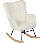 HOMCOM Schaukelstuhl mit Berbervliesoptik, Armlehne, Holzkufen (Schwingsessel, 1 St), für Wohnzimmer, Weiß