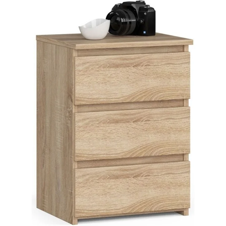 Home Collective Kommode 40 cm breit Holz Highboard Sideboard für Flur Schlafzimmer Wohnzimmer (Mehrzweckschrank Schrank schmal Kommode Schlafzimmer mit Schubladen), Kinderzimmer Organizer, 57 cm hoch mit 3 Schubladen sonoma Eiche – Bild 4