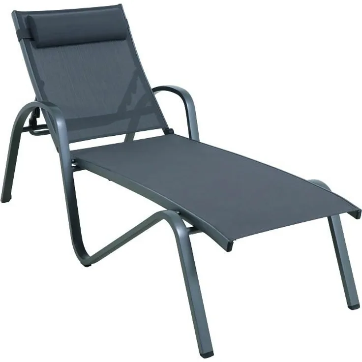 2er Set Forios Gartenliege grau