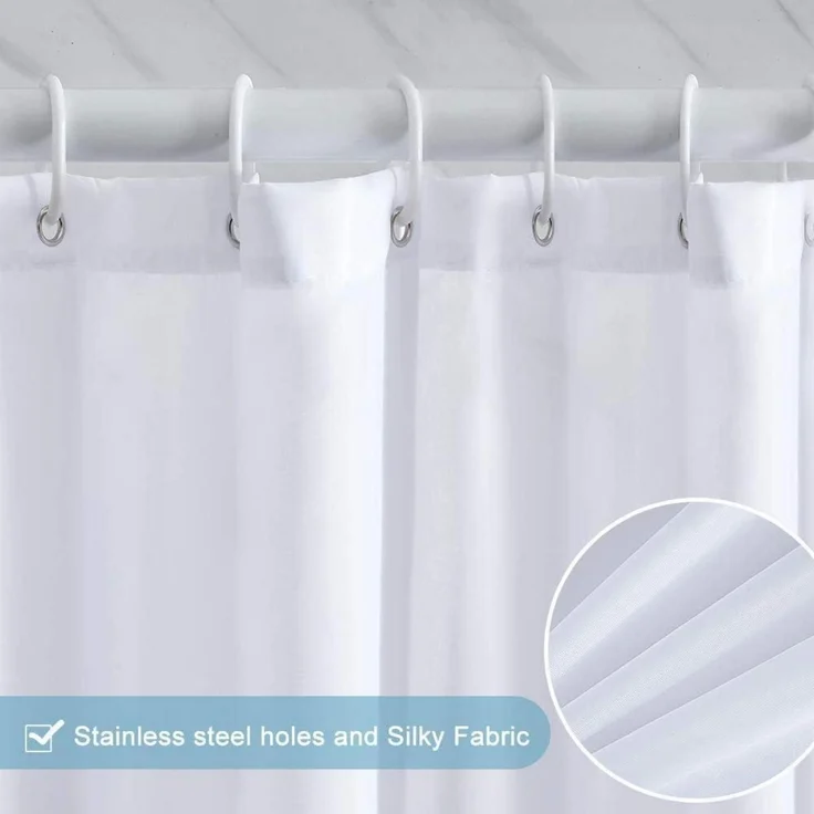180x180cm Duschvorhang Anti-Schimmel Textil Wasserdicht Waschbar White Black 12 – Bild 5