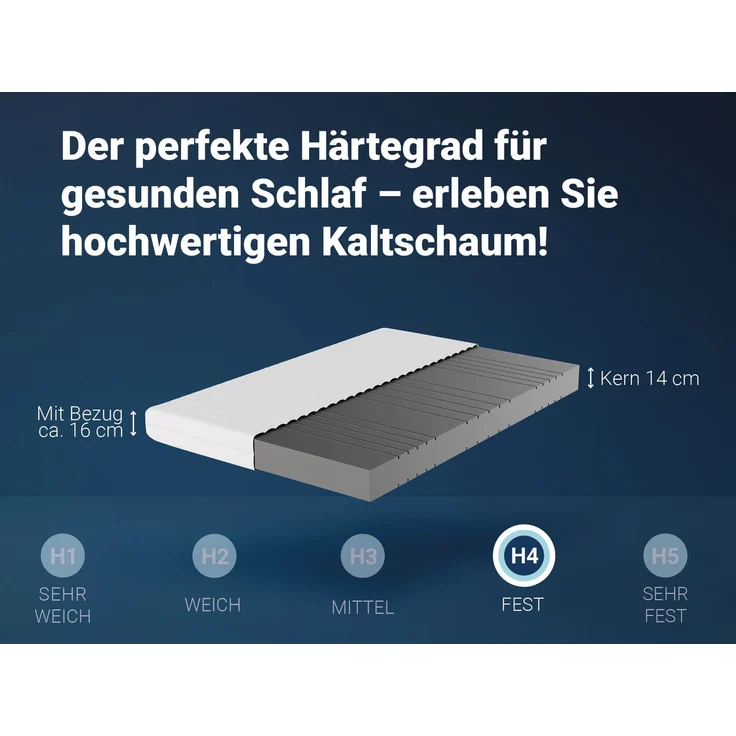 Betten-ABC KSP-500 XXL, Matratze in Härtegrad H4 Kaltschaummatratze in Härtegrad 4, Bezug waschbar, Größe: 140x220 – Bild 3