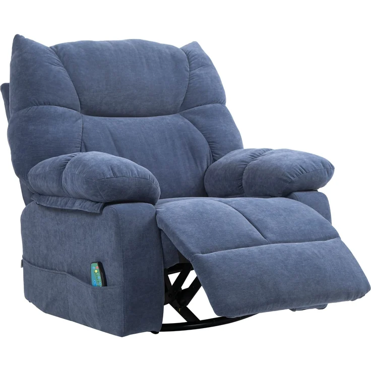 MELAYR, Massagesessel mit Wärme- & Liegefunktion, drehbar, bis 150 kg, Metallgestell, 98x90x98cm, Blau – Bild 2