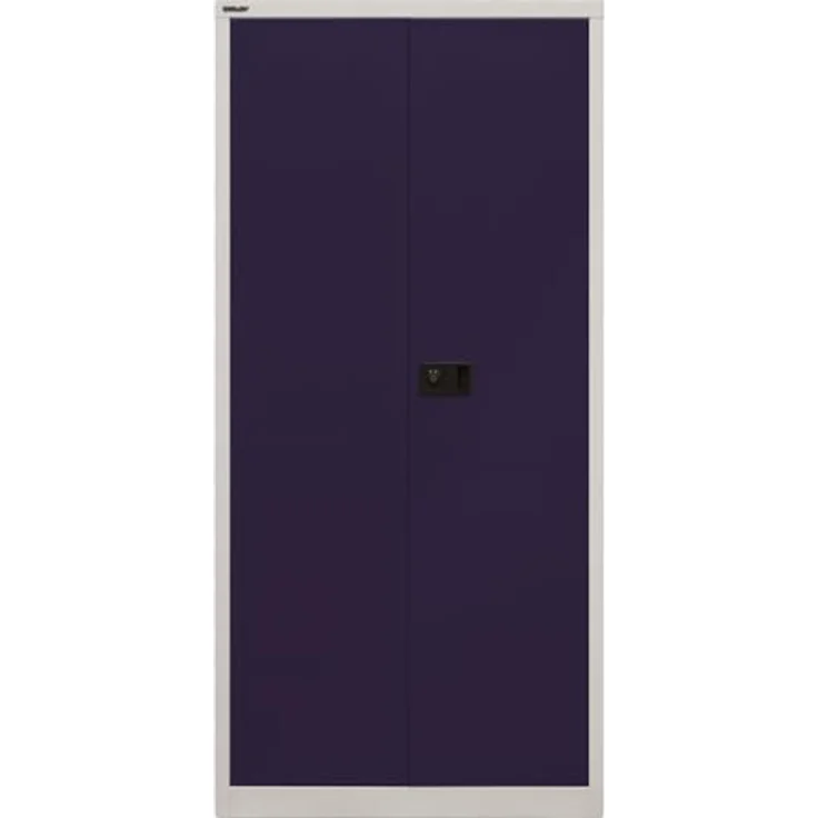 BISLEY Universal Flügeltürenschrank abschließbar - Stahlschrank mit 3-Punkt-Schloss & Flügeltüren - Aktenschrank aus Metall mit 4 Fachböden für 5 Ordnerhöhen - Farbe: lichtgrau/oxfordblau, E782A04-505 – Bild 1