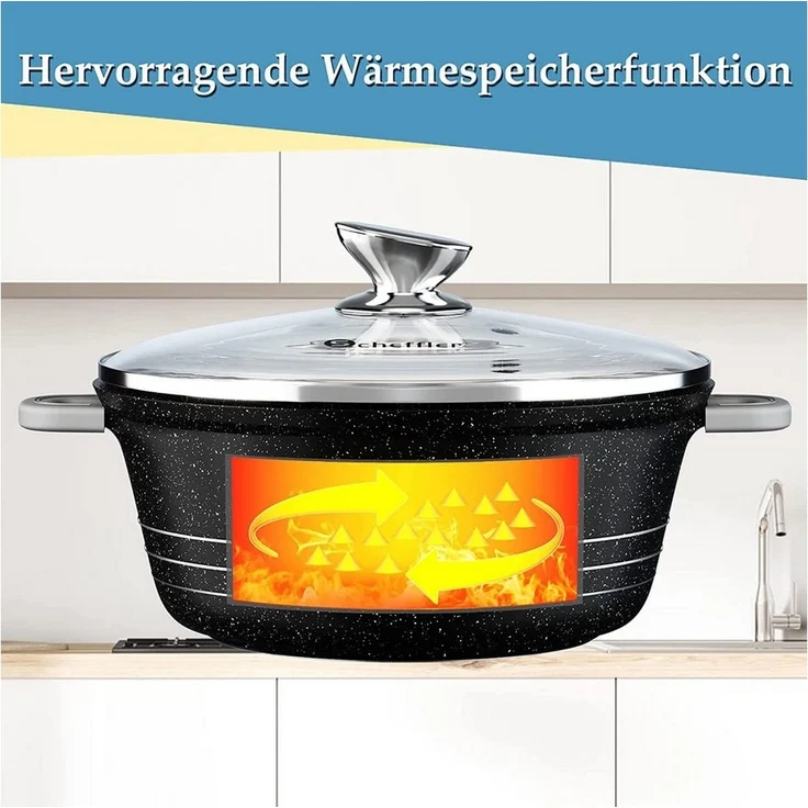 Scheffler Topf-Set 6-tlg Kochtopf Set Induktions Antihaftbeschichtung Töpfe Set, Aluminium (Topf) – Bild 2