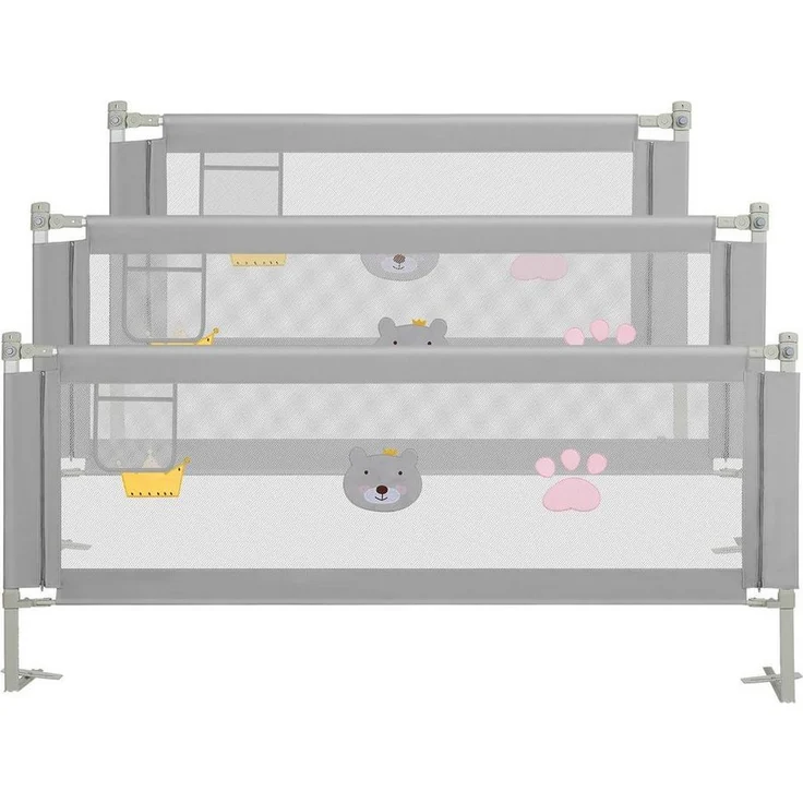 Clanmacy Bettschutzgitter 3X Bettgitter Bettschutzgitter Kinderbettgitter Kinder Baby Bettschutz (150+200+200CM, 3 St), aus Metall – Bild 5