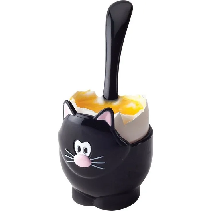 Joie Eierbecher Eierbecher mit Löffel MIAU - Farbwahl, 1 Becher mit Löffel