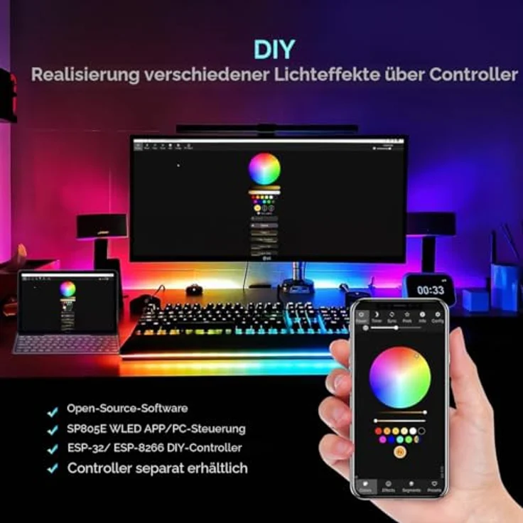 BTF-LIGHTING 5050 RGBW RGB+Warmweiß (2700K-3000K) 4 Farben in 1 LED 5m 60LEDs/m Mehrfarbiges LED-Leuchtband IP67 Silikonschlauch Wasserdichte Weiß PCB DC12V für Innendekorationen – Bild 8