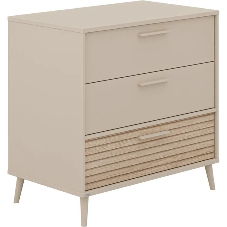 EEFJE Kommode, Cashmere Beige/Groovy Oak, 3 Schubkästen