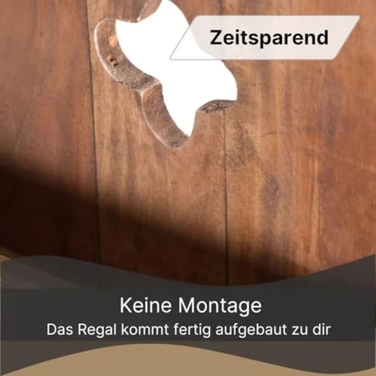 DESIGN DELIGHTS Wandregal WANDREGAL "DAYA", Massivholz, 65 cm, Holzregal mit Ablage – Bild 4