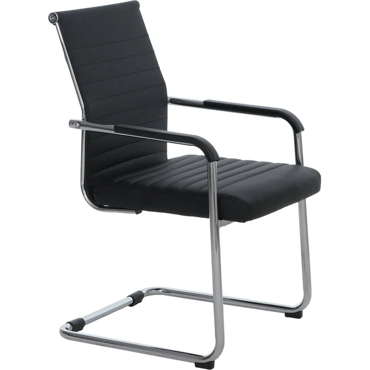 2er-Set Besucherstuhl HWC-Q85, Konferenzstuhl Freischwinger, Metall Kunstleder 280 g/m² ~ schwarz – Bild 8