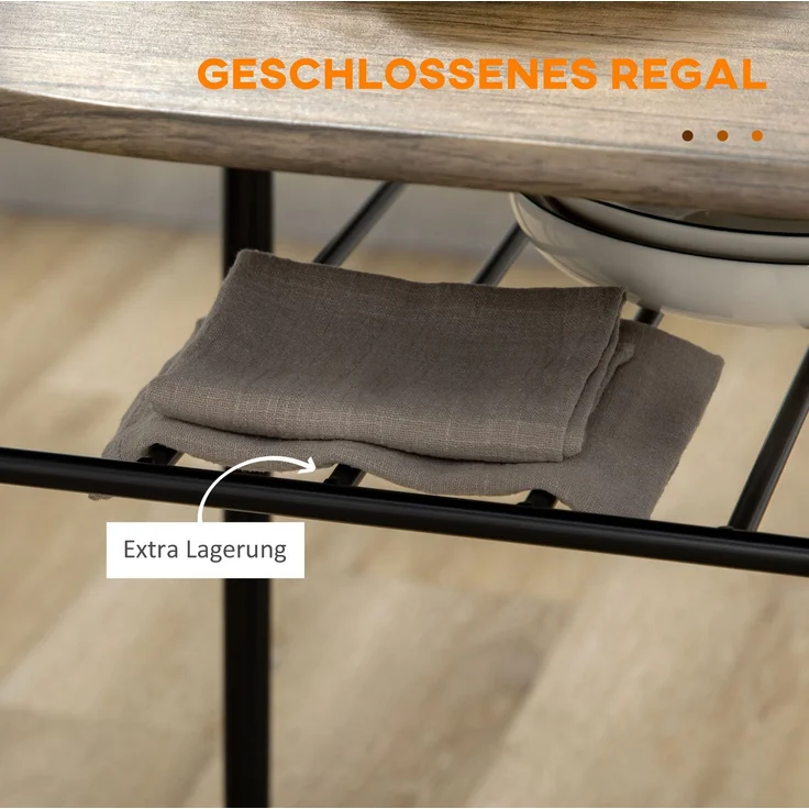 Esstisch-Set 80x53x74,5 cm Schwarz mit 2 Stühlen und Regal, modernes platzsparendes Design – Bild 2