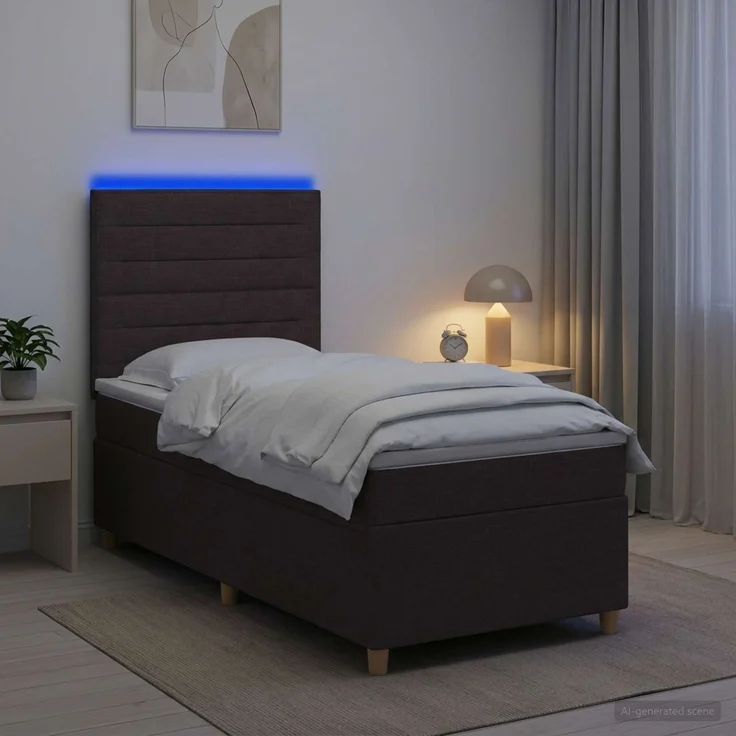 vidaXL Boxspringbett mit Matratze Dunkelbraun 80 x 200 cm Stoff 3455213 – Bild 1