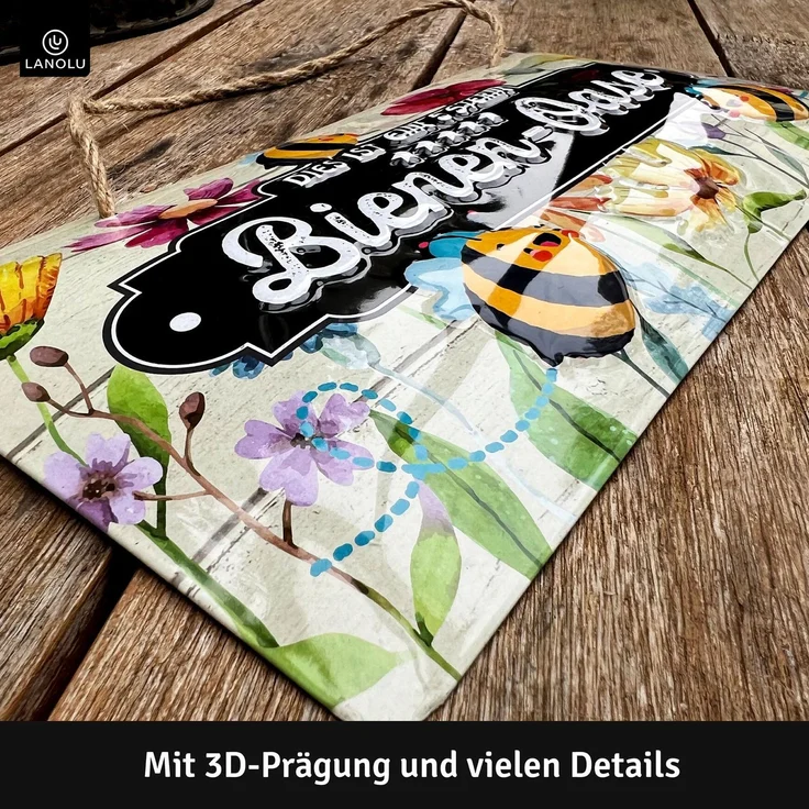 LANOLU Blechschild Bienen Oase - 16x32cm – Metall – Mehrfarbig – 16108 – Bild 4