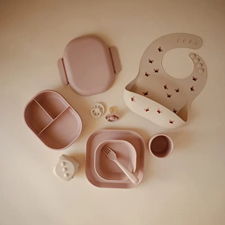 Mushie - Lunchbox Inkl. Besteck - Blush Rosa – Bild 6