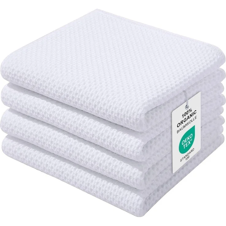 Moosfor Geschirrtücher 100% Baumwolle 4er Set Weiß 32x72cm – Bild 1