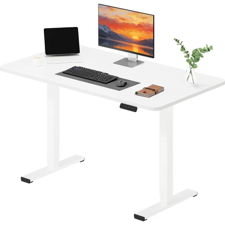SANODESK Höhenverstellbarer Schreibtisch mit Komplett Tischplatte, Elektrischer Ergonomischer Schreibtisch, Steh-Sitz Bürotisch für Homeoffice, 120x60 cm, Weiß – Bild 1