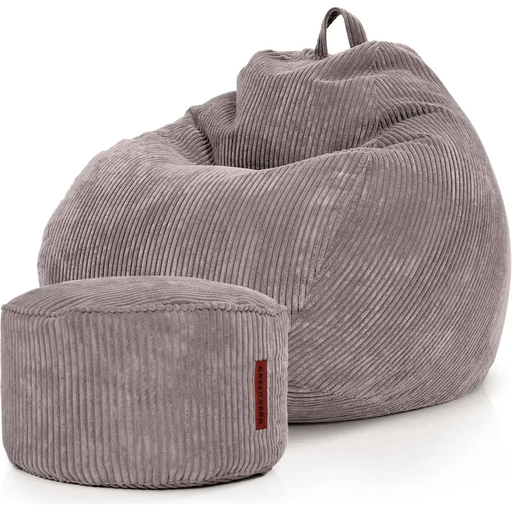 Green Bean® 2er Set Indoor XXL Sitzsack + Pouf mit EPS-Perlen Füllung - Grau