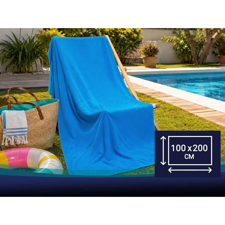 ZOLLNER Strandlaken, 100% Baumwolle, 100x200 cm, türkis – Bild 5