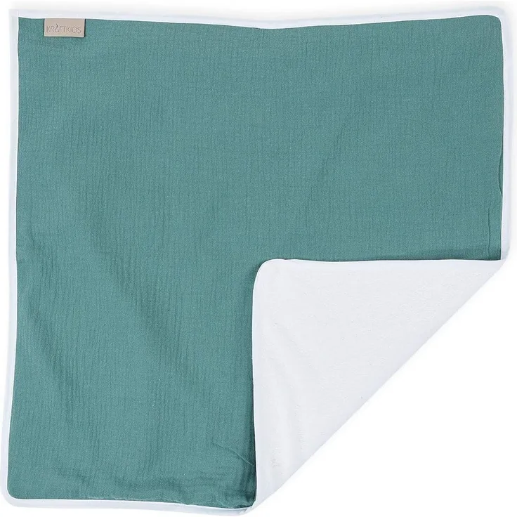 KraftKids Wickeltischunterlage Musselin nilblau, Windelmatte aus 100% Baumwolle, wasserundurchlässige Reise-Wickelunterlage