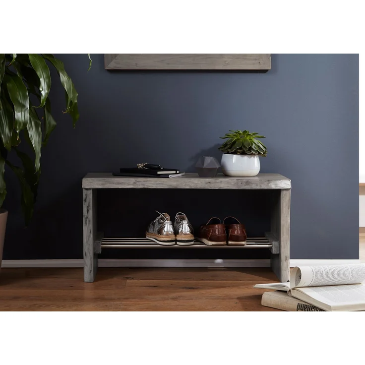 Garderobenbank Akazie 81x30x40 grau lackiert PURE ACACIA #916 – Bild 3